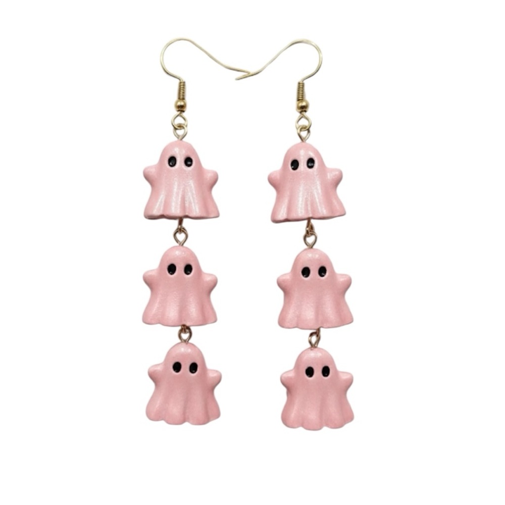 Pink Ghost Earrings Dangle 3” Pastel 3D Halloween Goth NWT
C1 - Picture 6 of 7
